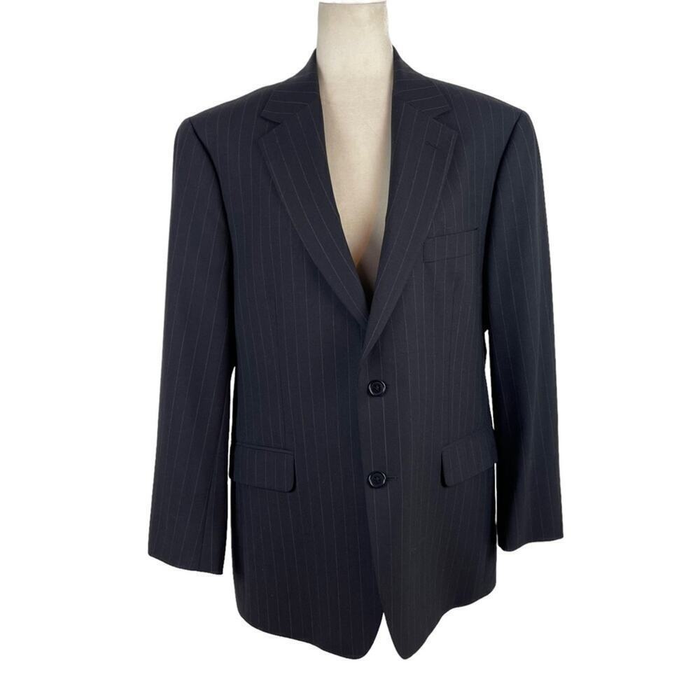 Brooks Brothers Men's Stretch Dark Blue Striped Blazer Jacket Size EU41 Short
